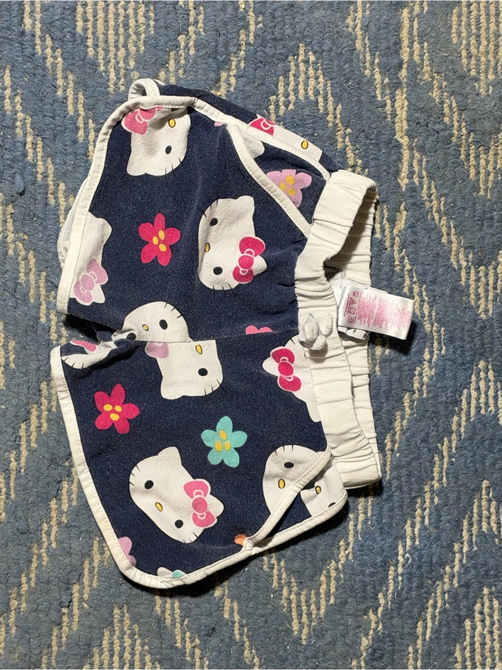 Hello Kitty Navy Diaper Cover with Colorful Floral Faces